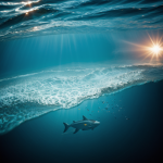 A breathtaking view of the ocean boiling under two blazing suns, showcasing the stunning interaction between celestial bodies and Earth's waters.