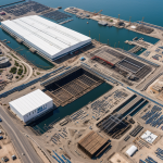 An advanced orbital shipyard under construction in space, showcasing futuristic engineering and design techniques for space exploration.