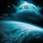 A planet completely covered in swirling, tumultuous storms, showcasing the power and beauty of cosmic weather systems.