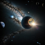 A planet orbiting a shattered star, revealing the intriguing dynamics of celestial bodies in the cosmos. A captivating glimpse into astronomical wonders.