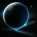 A stunning visual of a planet shattering into cosmic debris, capturing the intense moment of celestial destruction amidst swirling fragments.