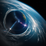 A stunning view of a planet with shattered rings in space, showcasing cosmic beauty and celestial phenomena.