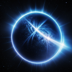 A mesmerizing wallpaper showcasing a pulsar with glowing beams, capturing the mystical beauty and cosmic elegance of this celestial phenomenon.