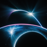 A mesmerizing view of a pulsar emitting vibrant light beams in space, showcasing the cosmic beauty and mystery of these celestial phenomena.