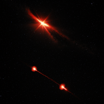 An illustration of a red dwarf star emitting flares, showcasing its dynamic nature and significance in the study of stellar phenomena.