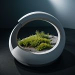 A futuristic ring-shaped artificial habitat showcasing innovative design and sustainable living solutions, blending technology with natural elements.