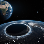 A captivating view of the rings of debris encircling a distant planet, showcasing the intricate patterns and shining particles in outer space.