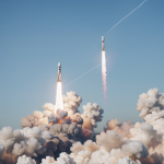 A powerful rocket launching into orbit, showcasing the marvel of space exploration and cutting-edge technology as it ascends into the sky.