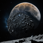 Shattered moon debris encircles a planet, forming new rings, showcasing cosmic dynamics in the universe.