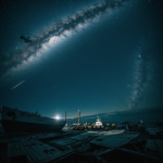 A haunting image of an abandoned ship graveyard drifting silently through the vast expanse of space, offering a glimpse into cosmic mysteries.