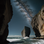 A dynamic image of a ship racing through a dense asteroid canyon, highlighting its speed and agility in navigating the perilous celestial terrain.