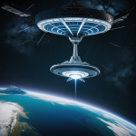 A futuristic spaceship entering hyperspace, illustrating the thrilling concept of faster-than-light travel in science fiction.