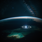 Spacesuit visor reflecting the breathtaking view of Earth, showcasing the planet's beauty from space and the uniqueness of space exploration.