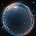 An edge-on view of a spiral galaxy with prominent dust lanes, revealing intricate cosmic structures and the universe's beauty.