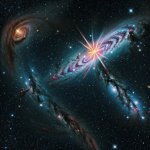 A stunning starburst galaxy glowing brightly, showcasing intense star formation and cosmic beauty in the vastness of space.