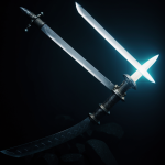 A sword majestically lodged in a glowing stone, symbolizing a legendary tale full of magic and mystery, captivating the essence of folklore.