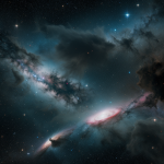 A tiny ship navigating through the vibrant colors and vast expanse of a massive nebula, capturing the awe-inspiring beauty of space exploration.