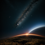 Two Earth-like planets facing each other in a cosmic dance, showcasing their celestial beauty and reflecting the mysteries of the universe.