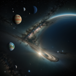 A captivating view of twin planets in close orbit, showcasing their cosmic dance against the backdrop of the universe, highlighting gravitational pulls.