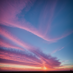 Beautiful cotton candy clouds glowing in vibrant colors during sunset, creating a serene and enchanting sky scene.