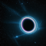 A breathtaking view of a wormhole mouth shimmering in space, showcasing swirling cosmic energy and the mysteries of the universe.