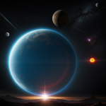 A breathtaking view of an alien world with twin suns illuminating the landscape, showcasing unique terrains and vivid colors.