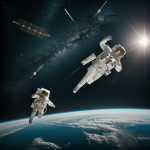 An astronaut floating gracefully in the vastness of space, showcasing the beauty and mystery of space exploration and the wonders of the cosmos.