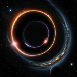A stunning view of a black hole accretion disk showcasing cosmic forces and glowing matter swirling around the black hole, highlighting its gravitational pull.