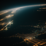 A breathtaking view of city lights from space showcasing Earth's vibrant urban illumination at night, highlighting the interconnectedness of global cities.