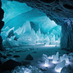 A breathtaking view inside a crystal cave, showcasing shimmering crystals and mystical formations in a fantasy setting.
