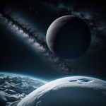 A breathtaking view of a distant planet as seen from an icy ridge, capturing the majestic and mysterious beauty of the celestial landscape.