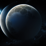 A breathtaking epic space wallpaper featuring a majestic view of the moon set against a starry cosmic background, capturing the allure of the universe.