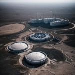 A futuristic lunar base on the moon's surface, showcasing advanced technology and sustainable living solutions for human habitation in space.