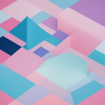 A serene geometric pastel landscape showcasing soft colors and abstract shapes, capturing the essence of tranquility and artistic expression.