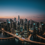 A breathtaking futuristic city skyline rendered in holographic visuals, showcasing the blend of technology and artistry in modern urban landscapes.