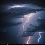 A dramatic display of storm clouds illuminated by vivid lightning, capturing nature's raw power and breathtaking beauty in the sky.