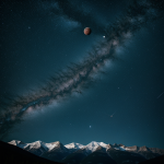A breathtaking view of planets aligning over majestic mountain peaks, showcasing a stunning celestial event perfect for stargazing enthusiasts.