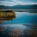 A stunning reflection on calm water showcasing mirror-like clarity and serene landscape, ideal for capturing nature's tranquility in photography.