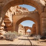 A stunning stone arch in the arid desert landscape, showcasing nature's artistry and geological history, inviting exploration and admiration.