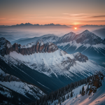 A breathtaking sunrise casting golden hues over majestic tall mountains, illuminating the serene landscape and showcasing nature's tranquil beauty at dawn.