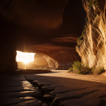 A breathtaking view of the sunset through a canyon, showcasing vibrant colors and a golden glow over rugged landscapes, perfect for nature lovers.