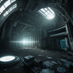 An eerie abandoned space colony, once thriving, now desolate, floating silently in the vast cosmos, telling stories of its mysterious past and cosmic secrets.