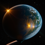 An astronaut reaching out to touch a glowing planet in space, highlighting the mystery and wonder of celestial exploration.