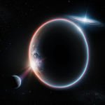 A mesmerizing view of a black hole accretion disk, showcasing swirling cosmic matter and the mysterious phenomena surrounding these space giants.