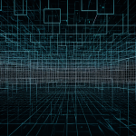 A vibrant digital grid landscape showcasing a fusion of art and technology with intricate patterns and vivid colors.