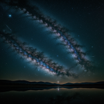 A breathtaking image of a galaxy reflected in a calm lake, showcasing a starry night sky mirrored on the water's surface.