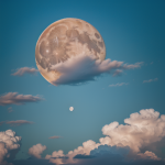 A mystical moon rising behind a veil of clouds, casting a soft glow and creating a captivating scene in the night sky.