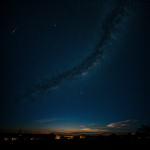 A mesmerizing night sky with glowing clouds illuminating the darkness, creating a captivating and serene celestial scene.