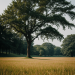 A solitary tree stands majestically in an open field, embodying nature's resilience and serene beauty, offering a tranquil and inspiring scene.